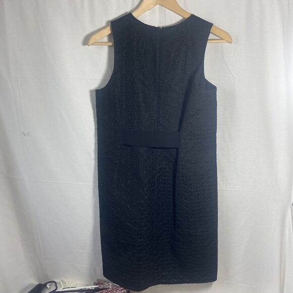 Theory Gwideen Black/Black Embroidered Sleeveless Sheath Dress Sz 4 - Picture 2 of 7